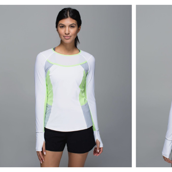 Lululemon Trail Bound Long Sleeve White / Clear Mint Size 6 Reflective - Picture 1 of 11